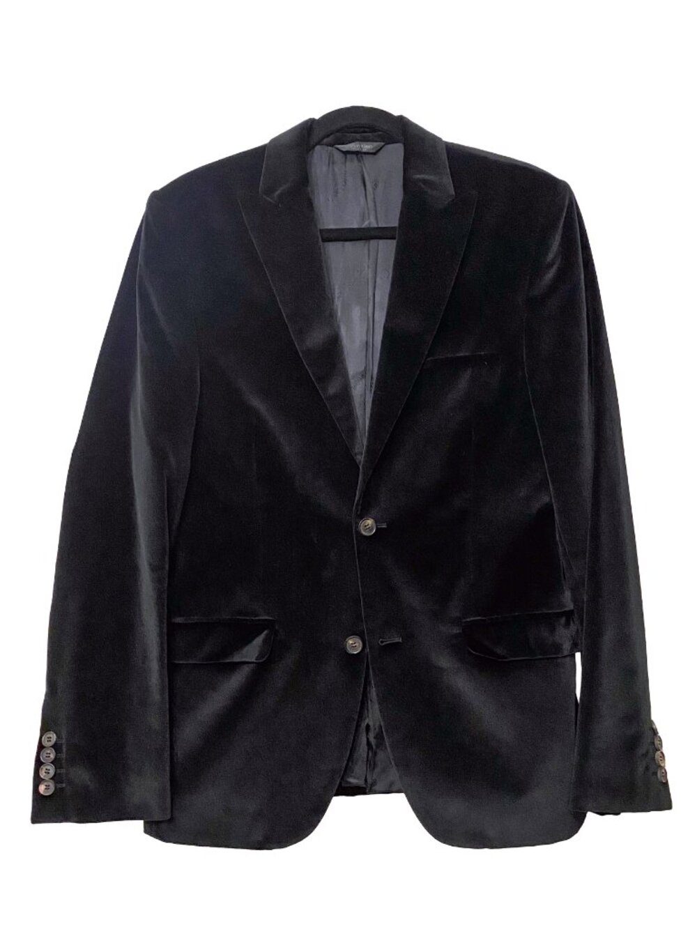 Calvin Klein Collection Black Cotton Velvet 2-Button Blazer Sport Coat 36 R